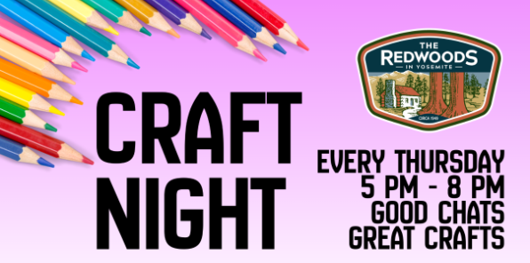 Image of a flyer for craft night at the redwoods