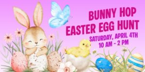 Image of a flyer for bunny hop easter egg hunt