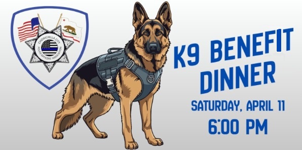 Image of a flyer for the K9 benefit dinner