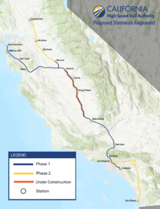 Photo of the California High-Speed Rail Authority Statewide Alignment Map