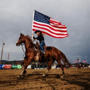 Photo of Flag Team member at the Coarsegold Rodeo.