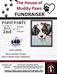 Picture of the House of Muddy Paws Fundraiser flyer