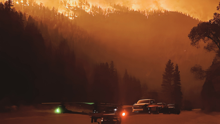 Picture of drone in a firezone.