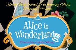 Image of a flyer for Alice in wonderland at the North Fork School
