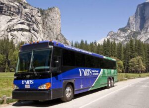 Photo of a YARTS bus in Yosemite National Park.
