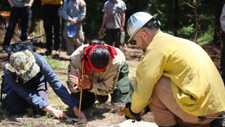 Photo of Cal Fire and Natives working together.