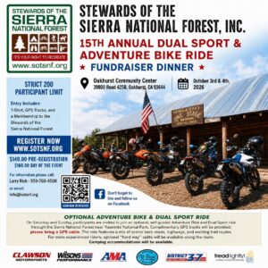Photo of flyer for Fundraiser Dinner to benefit Stewards of the Sierra National Forest.