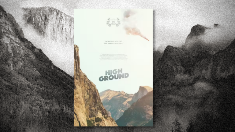 Photo of High Ground movie poster with Yosemite in the background.