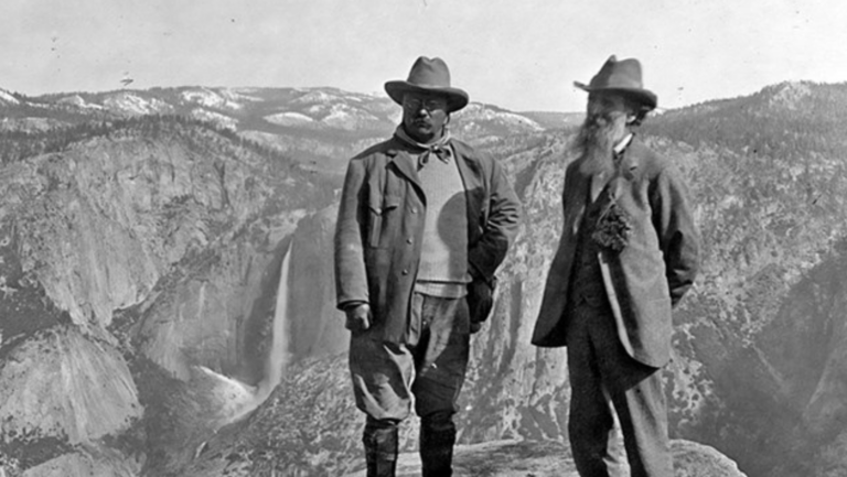 Photo of John Muir and President Roosevelt in Yosemite.