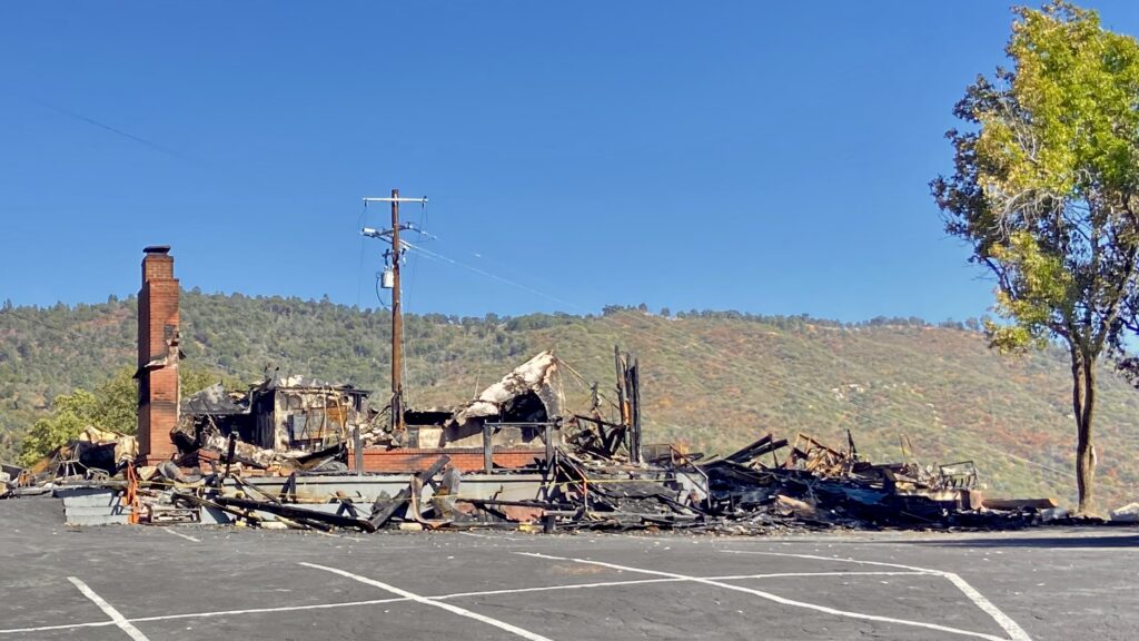 Photo of the Snowline after the fire burned it to the ground.