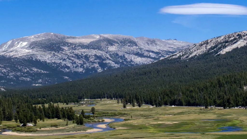 Photo of Tuolumne Meadows with Tuolumne River.
