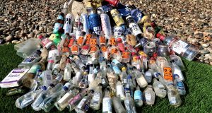 Bottles and cold medicine packaging collected along the five-mile stretch of Highway 49