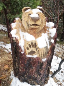 Carved Bear in Cascadel - photo by Joanne Freemire