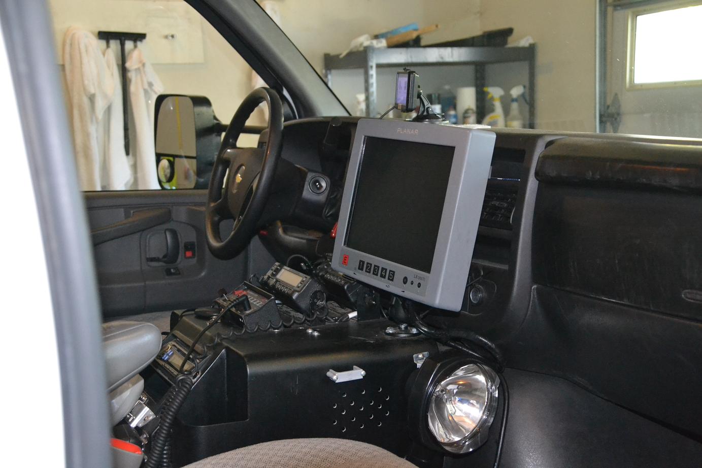 Computer and Radio setup in Sierra Ambulance - photo Gina Clugston