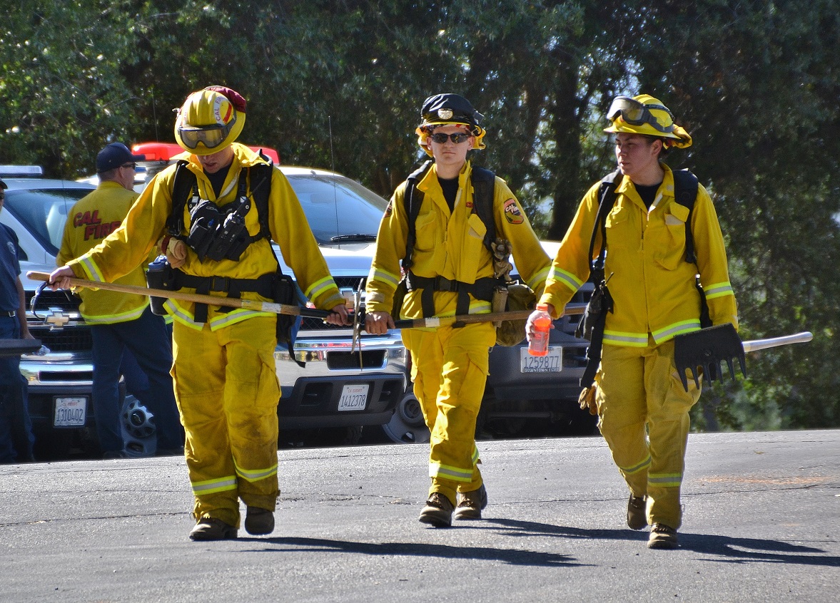 Firefighters ready for 3 mile hike - photo by Gina Clugston