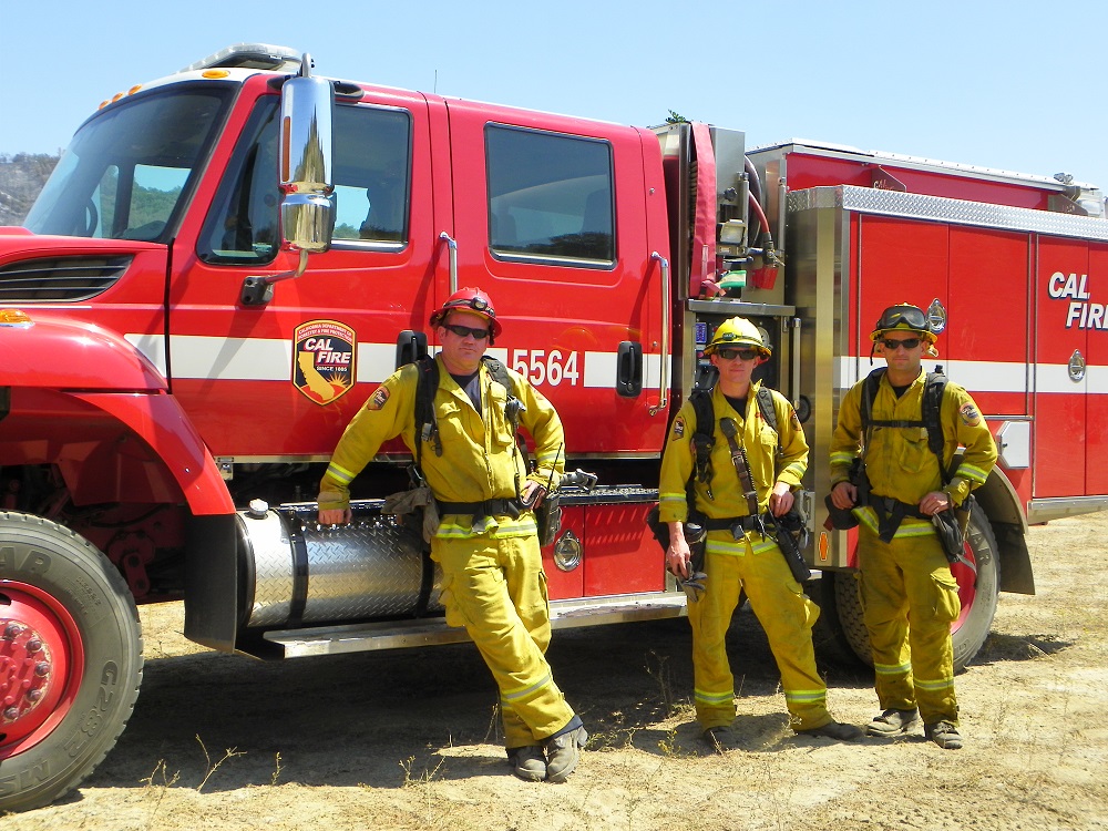 Capt Mike Schmidt FF Brandon Barrett and FF Brent Warner of Tuolumne Canyon Unit Cal Fire - photo by Kellie Flanagan