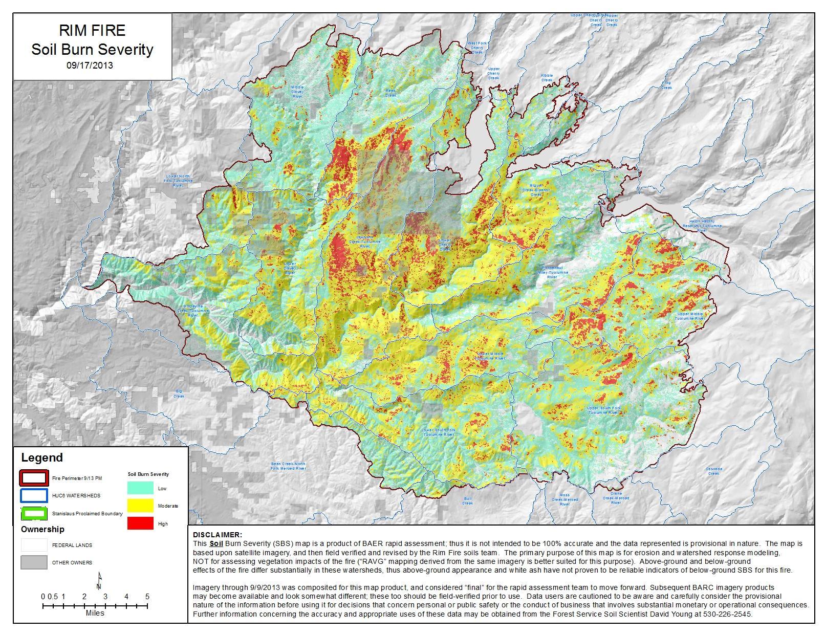 Rim Fire Soil Burn Severity Map 9-19-13