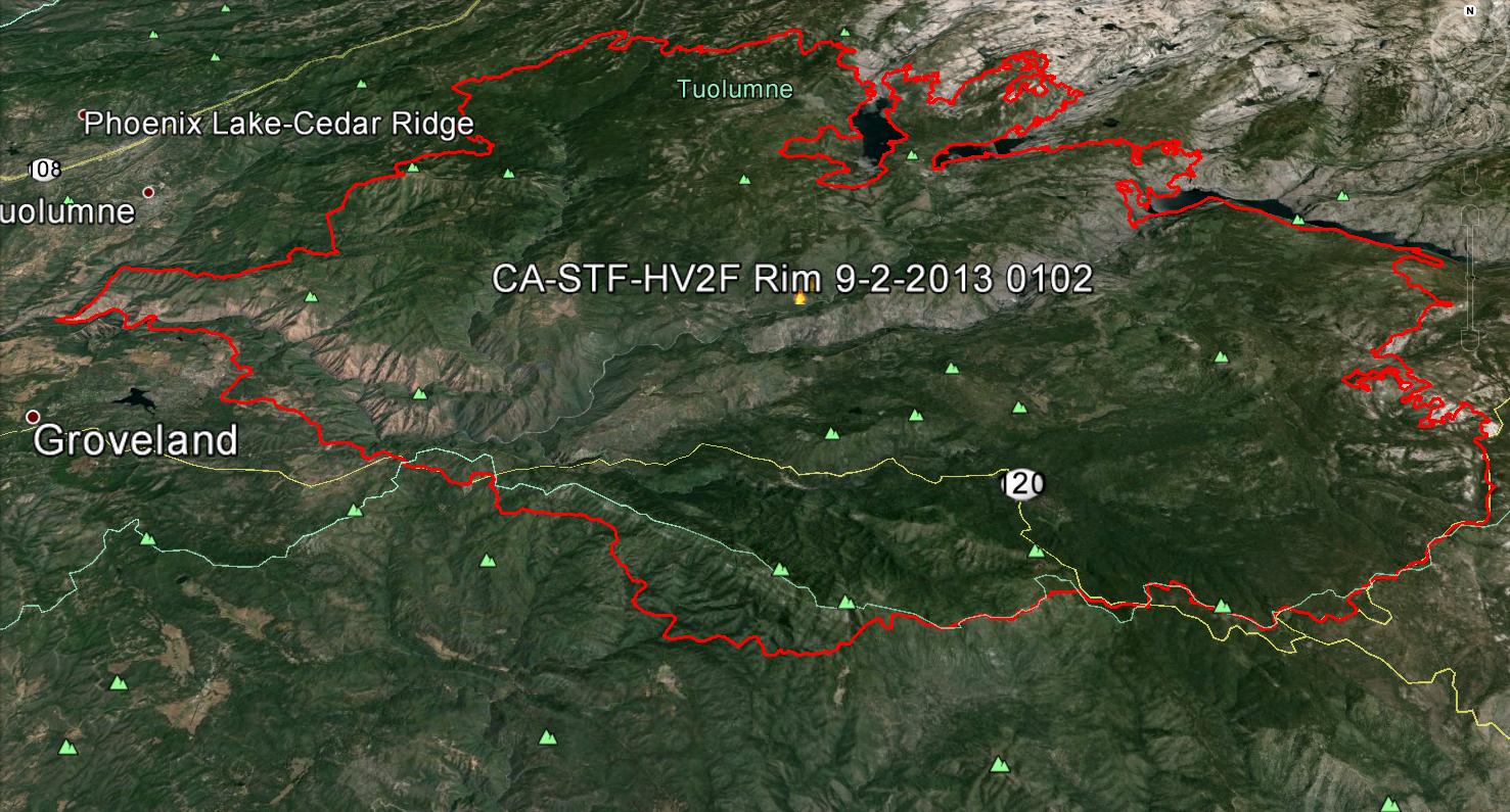 Rim Fire perimeter Google Earth 9-18-13