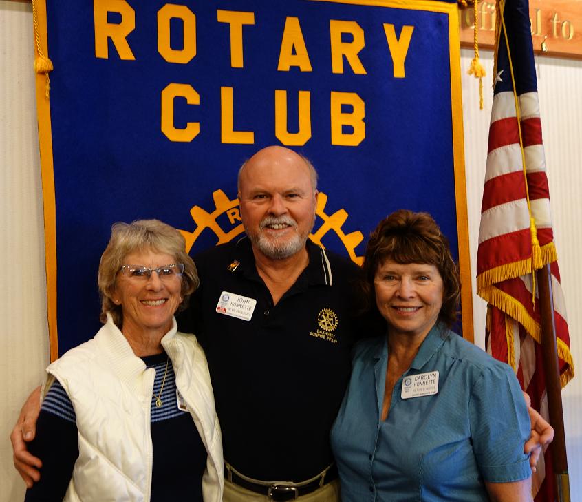 Oakhurst Sierra Sunrise Rotary new members  L to R  Kathy Creighton John Honnette and Carolyn Honnette