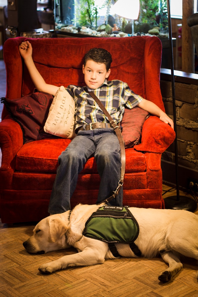 DADS Wyatt on chair Bailey at his feet - photo by Virginia Lazar