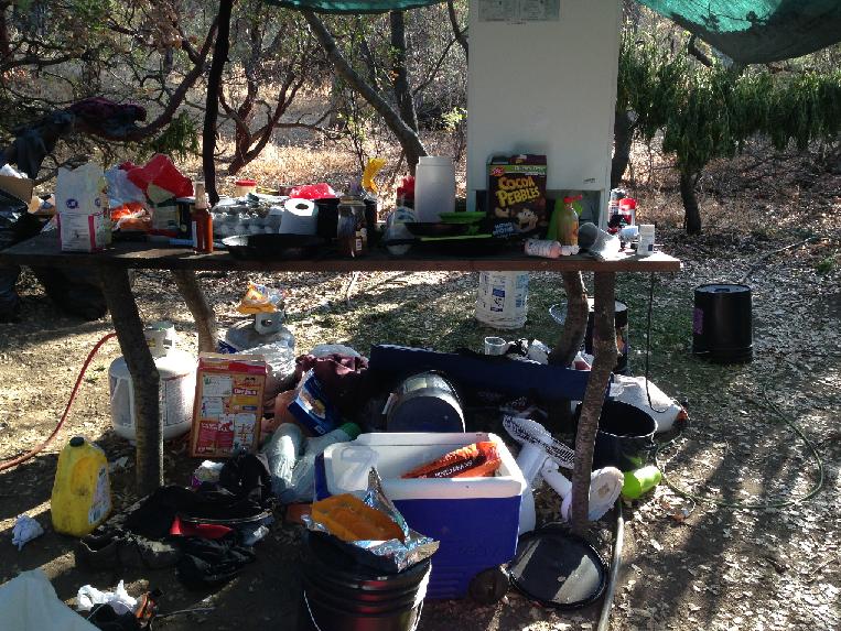 Makeshift camp at Coarsegold pot grow - photo Madco Sheriffs Office