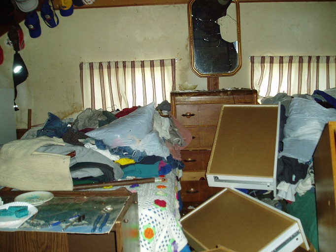 Ransacked bedroom - photo Mariposa Co Sheriff