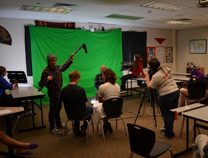 Students set up for video shoot 11-13-12