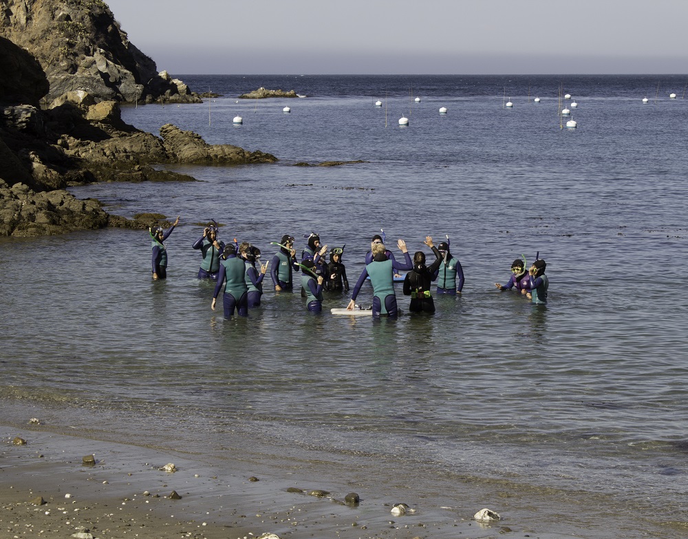 Oak Creek Intermediate students prepare to snorkel the reefs in Catalina 2013 - Photo Credit Virginia Lazar