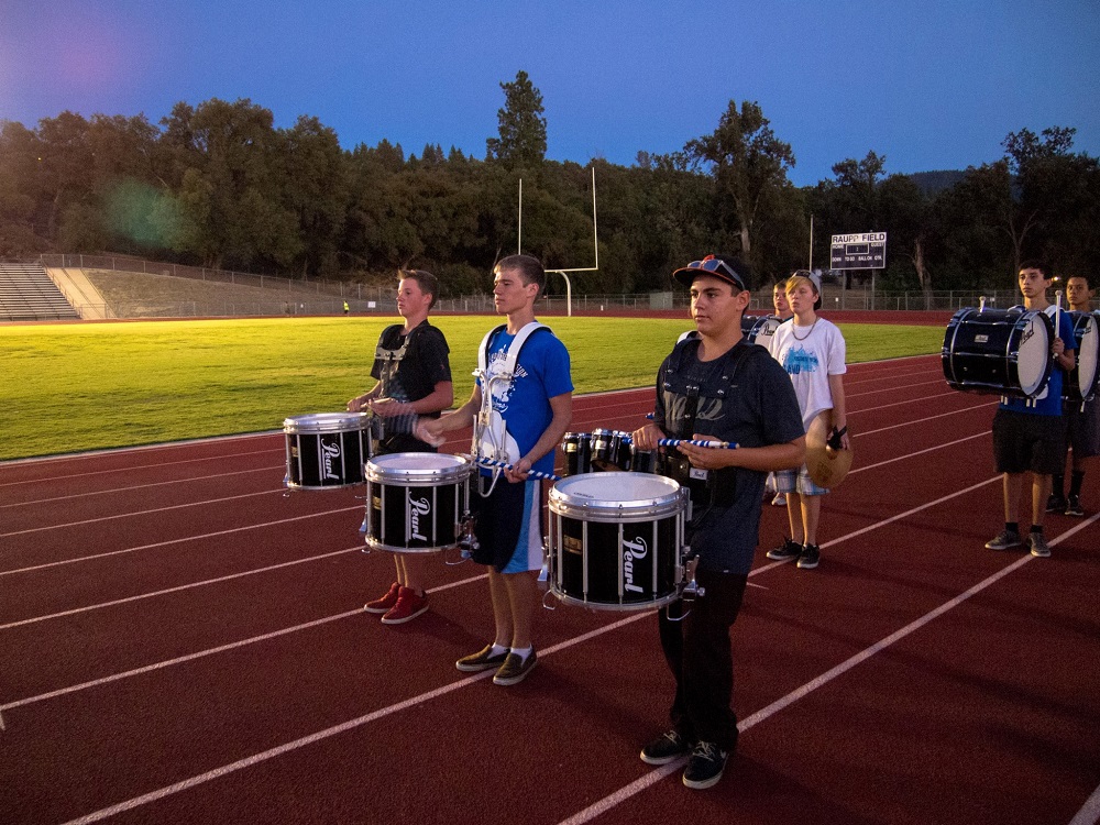 YHS Band Camp percussionists practices on field 2013 - Photo by Steve Montalto