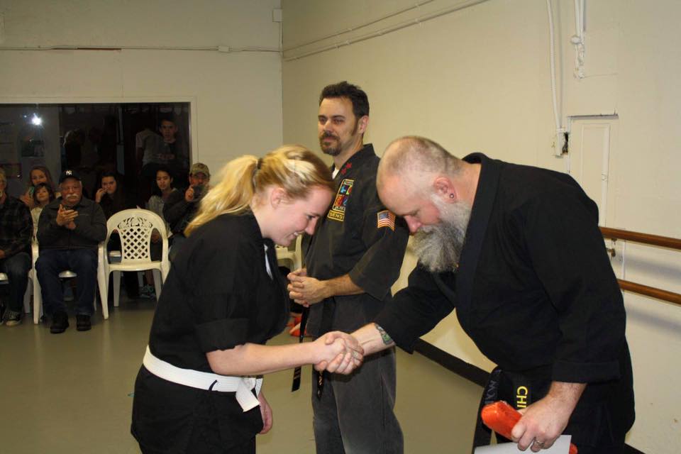 Educational Options YUSD student Evergreen senior Melissa Goodell earns next belt in self-defense class. jpg
