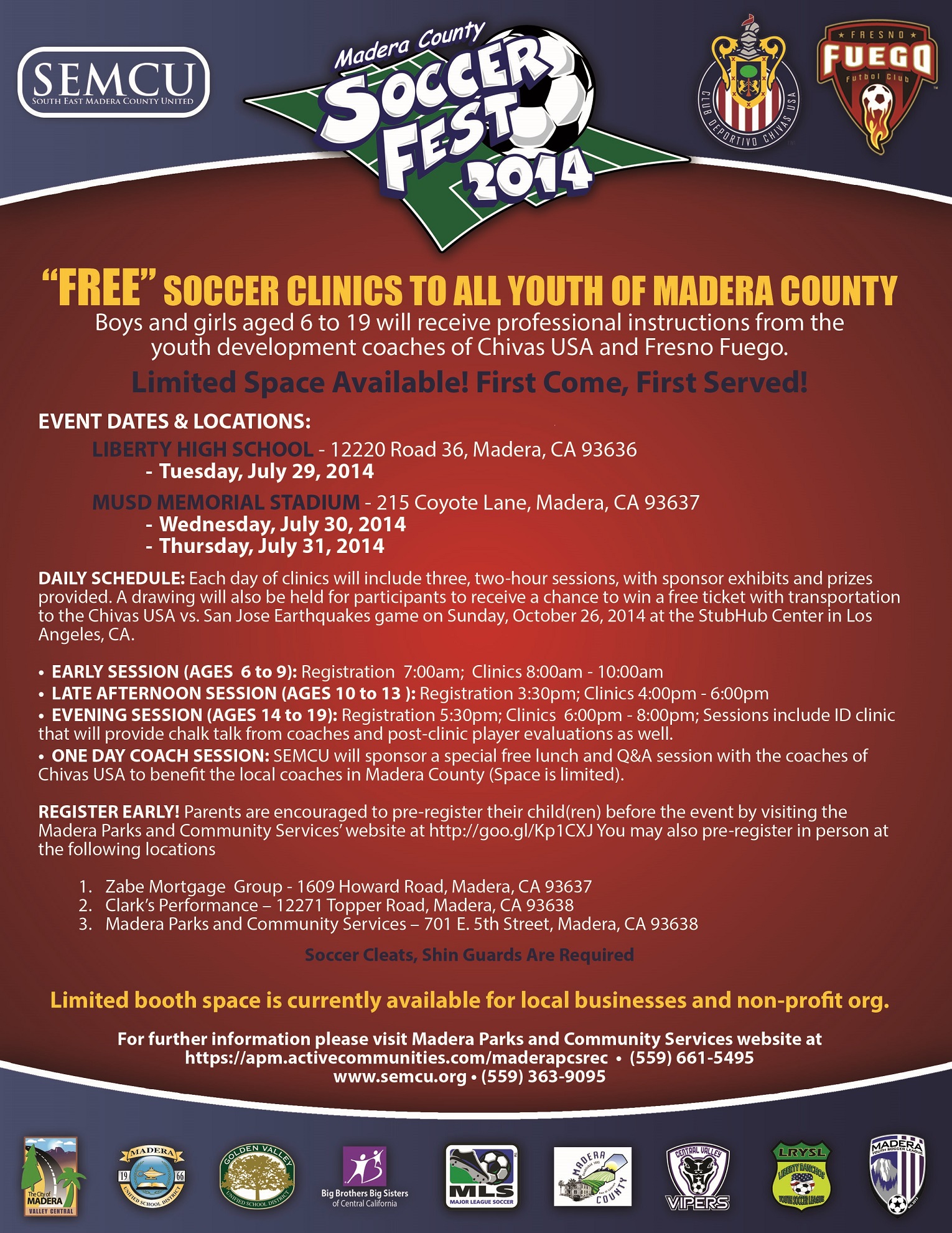 Soccer Clinics Madera flier 7-29-14