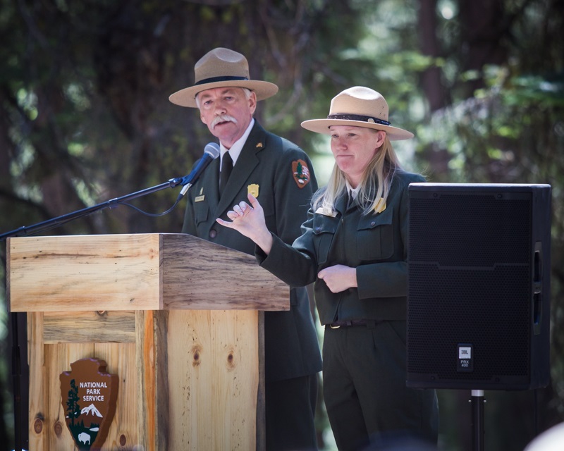 Yosemite Grant Act Anniversary 2014 - National Park Service Director Jon Jarvis and Park Ranger Jessica Cole - photo credit Virginia Lazar