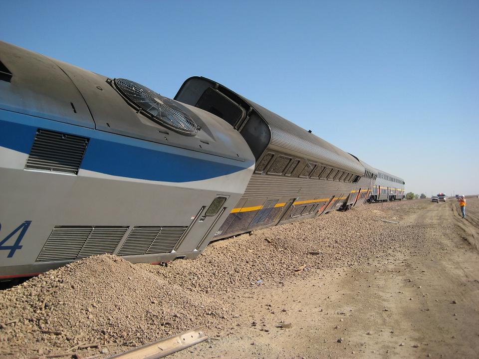 Amtrak Derailment - cars in the gravel