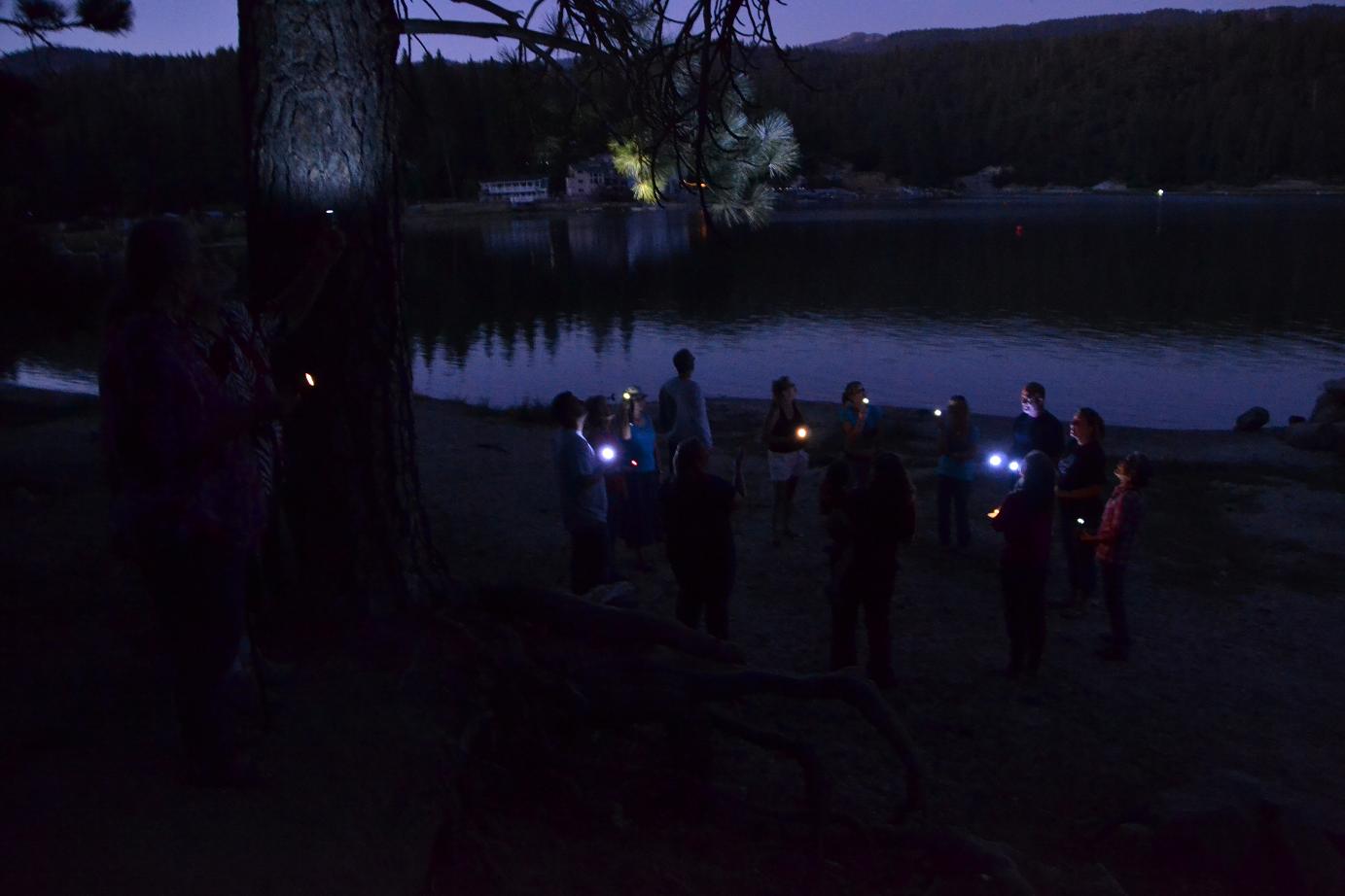 Flashlight Circle for Token Adams at Bass Lake