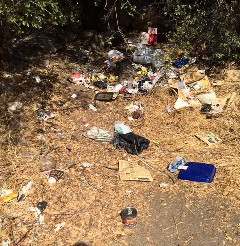 Trash on new cemetery property - photo Madera County Cemetery District