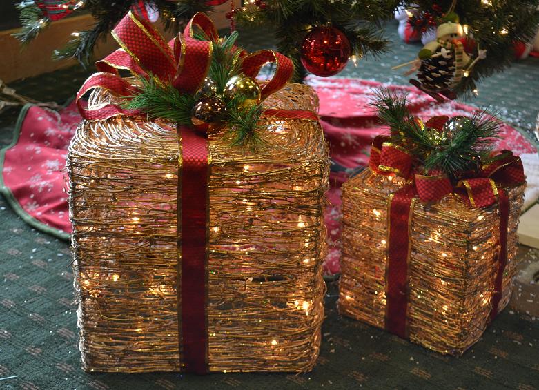 Twig Christmas Presents with Lights