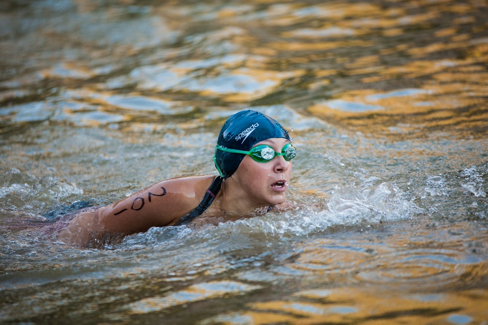 My Tri photo 2 by Annie Starkey 2014 - Athlete swims in Bass Lake